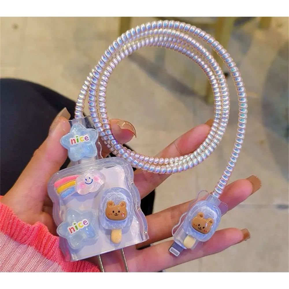 Cute Bear Charger Case Cord Protector Set